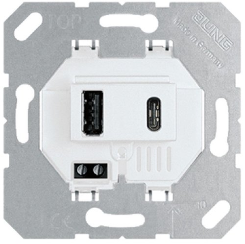 Розетка 2хUSB тип A+C без накладки без рамки Jung 2-м. картинка